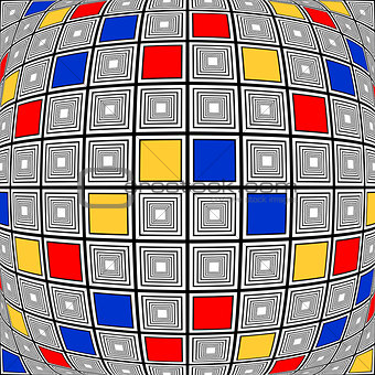 Design colorful warped checked mosaic pattern