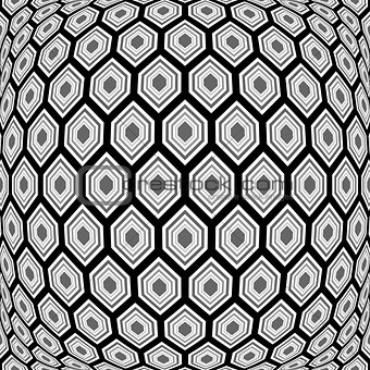 Design monochrome warped hexagon pattern