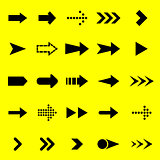 Arrow black icons on yellow background
