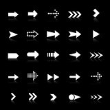 Arrow icons with reflect on black background