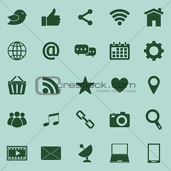 Social media color icons on green background