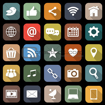 Social media flat icons with long shadow