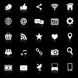 Social media icons with reflect on black background