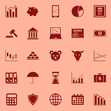 Stock market color icons on red background