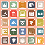 Stock market flat icons on red background