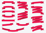 Red vector ribbons set - Illustration