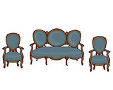 Vector baroque objects retro chair and a sofa