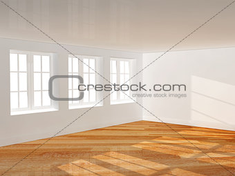 Empty room with parquet floor