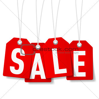 Red price tags with Sale word
