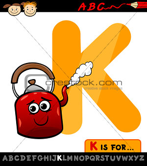 letter k for kettle cartoon illustration