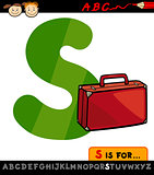 letter s with suitcase cartoon illustration