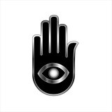 Logo for psychic or mind reader- Hand with third eye on ahimsa hand