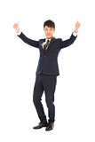 confident businessman standing and thumb up  