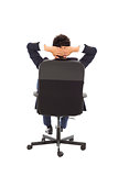 relaxing successful businessman leaning back