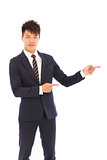 businessman with pointing and showing gesture