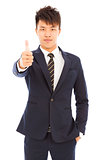 young businessman with thumb up gesture