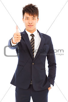 young businessman with thumb up gesture