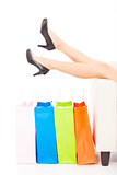 beautiful Woman's legs and shopping bags