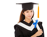 beautiful young woman college graduation isolated