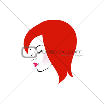 Beautiful redhead wearing a red lipstick