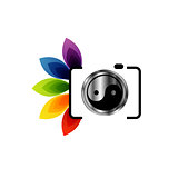 Digital Camera- photography logo with ying yang symbol