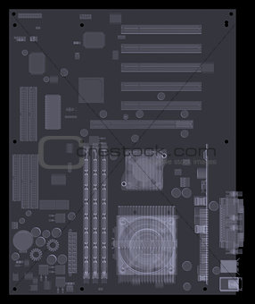 Motherboard. X-ray render