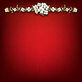 abstract red grunge background with flowers