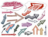 Hand drawn arrows illustration set