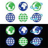 Globe earth vector icons in color