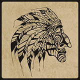 Vector Tattoo, Native American Indian chief