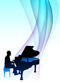 Piano  Musician on Abstract Flowing Background