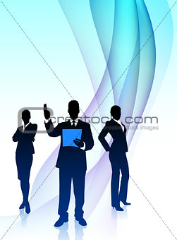 Business Team Musician on Abstract Flowing Background