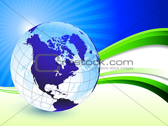 Globe on Abstract Wave Background