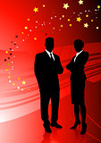 Business Couple on Abstract Red Background