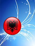Albania Flag Button on Abstract Light Background