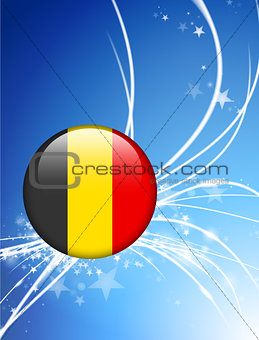 Belgium Flag Button on Abstract Light Background