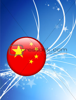 China Flag Button on Abstract Light Background