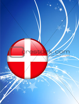 Denmark Flag Button on Abstract Light Background