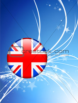 Great Britain Flag Button on Abstract Light Background