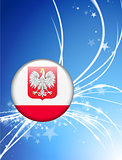 Poland Flag Button on Abstract Light Background