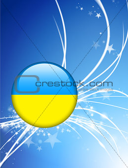 Ukraine Flag Button on Abstract Light Background