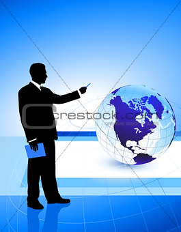 Businessman on Globe Background