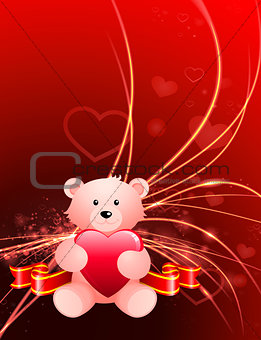 Valentine's Day Bear on Abstract Light Background