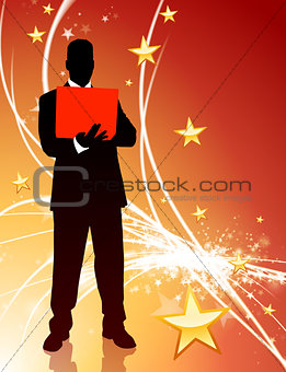 Businessman on Abstract Star Light Background