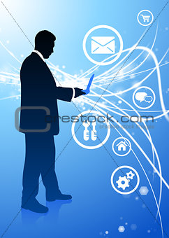 Businessman with Internet Icons