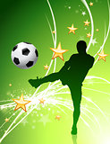 Soccer Player on Green Abstract Light Background