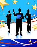Business Team on Abstract United States Background