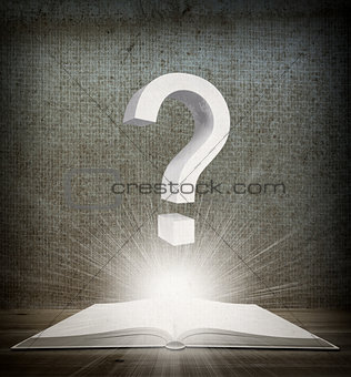 Over an open book is question mark