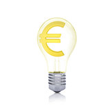 Gold euro sign inside the bulb