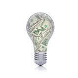 Dollar notes inside the bulb
